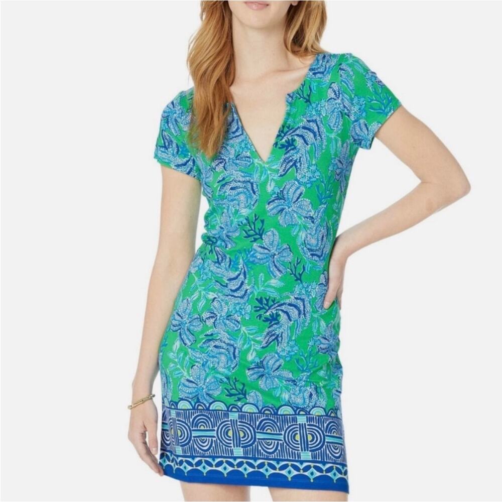 Lilly Pulitzer Sophiletta Short-Sleeve Dress Cabana Green Keeping it Reel Medium